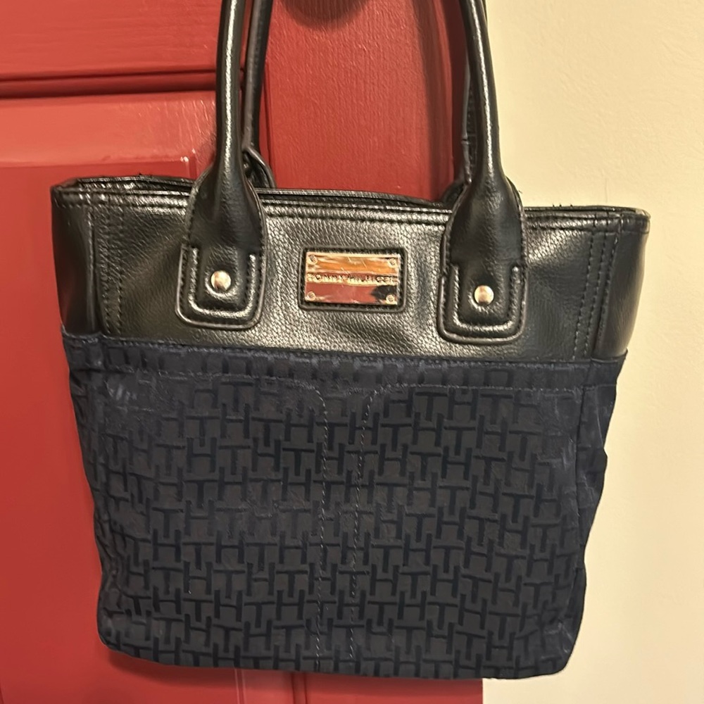 Tommy Hilfiger Navy and Black Logo Satchel